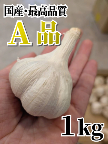 【国産・最高品質A品】福岡県産 白にんにく 1kg（大玉・厳選）